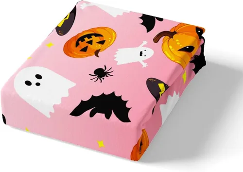 Miniatura 5 de Manfei Juego de sábanas de Halloween tamaño individual, juego de ropa de cama de farol de calabaza fantasmas para niños y niñas, decoración