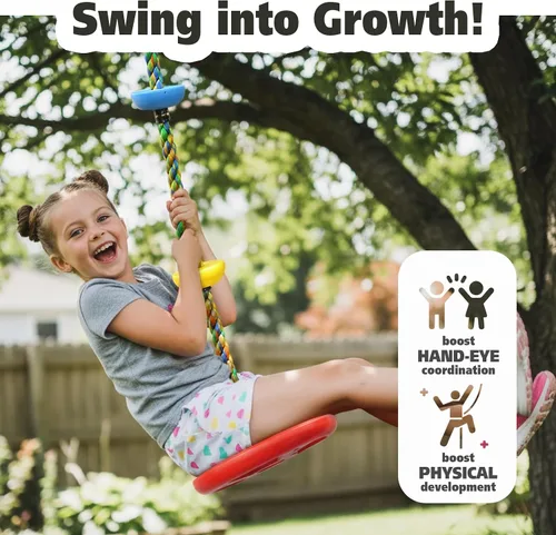 Miniatura 3 de ZNCMRR Columpio de cuerda para columpios de disco de árbol, columpio de árbol para niños, asiento de un solo disco y cuerda de escalada para niños