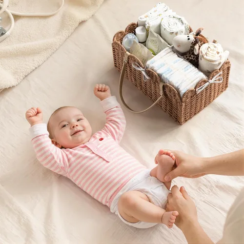 Miniatura 6 de HBlife - Organizador grande de pañales para bebé, cestas de almacenamiento de papel y cuerda para guardería con divisor extraíble, organizador