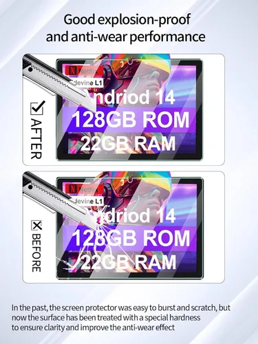 Miniatura 3 de Protector de pantalla para tablet ZIOVO Z168 Android 14 de 10.1 pulgadas, dureza 9H antiarañazos, sensible al tacto, bordes redondeados 2.5D, sin
