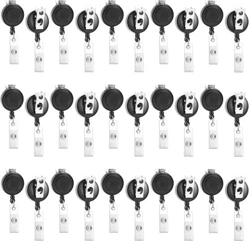 Paquete de 30 carretes retráctiles para insignias con clip giratorio - Soportes retráctiles para insignias resistentes al por mayor, clips para