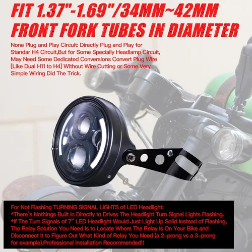 Miniatura 2 de 7 pulgadas LED redondo Faro delantero para motocicleta aprobado por DOT con carcasa de cubo de giro, señales giratorias DRL, soporte de montaje