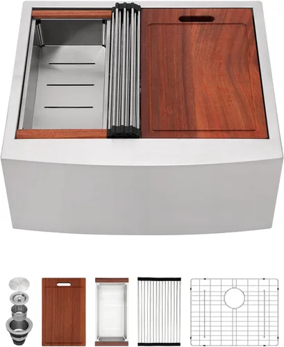 Miniatura 23 de Sarlai Fregadero de cocina de 30 unidades color negro, 30 x 22 pulgadas, fregadero de cocina de 30 x 22 pulgadas, fregadero de cocina de acero Acero