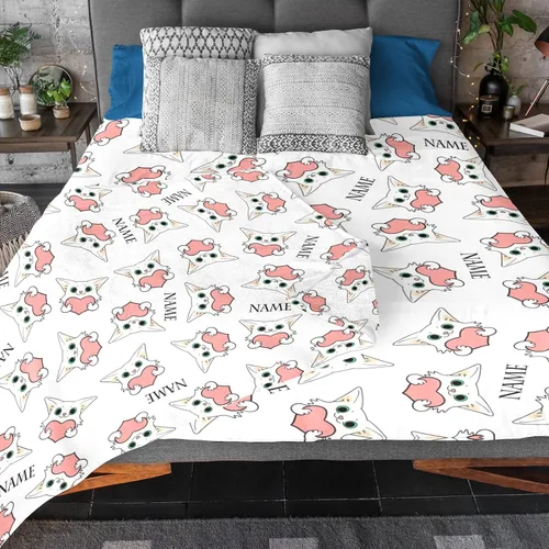 Miniatura 3 de Manta personalizada divertida para amantes de los gatos, manta con nombre personalizado con bonito regalo de gato para personas que aman a