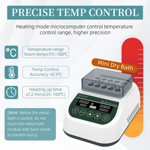 Miniatura 4 de Mini calentador de baño seco digital incubadora termostática calefacción temporizador programable con 0.1 fl oz* 15 tubos de centrífuga bloque