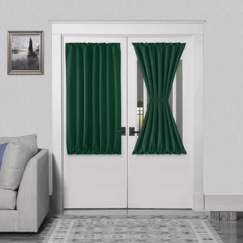 Miniatura 20 de DWCN Cortinas para puerta francesa: cortina térmica con bolsillo para barra para puertas con ventana de vidrio, puertas de cocina y patio