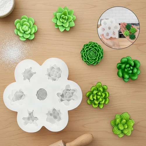 Miniatura 2 de Succulent Fondant Molds 3D Silicone Cactus Succulents Leaves Moulds for Cake Decorating Cupcake Topper Candy Chocolate Gum Paste Polymer Clay DIY