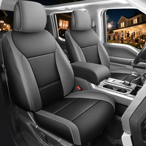 Red Rain Fundas de cuero para asiento F150, ajuste personalizado para Ford F150 SuperCrew/CrewCab 2015 a 2025 XL XLT STX, camioneta pickup, juego