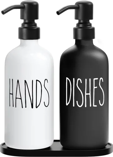 Juego de dispensador de jabón de cocina MOMEEMO, contiene dispensador de jabón para platos y manos, adecuado para decoración de cocina estilo