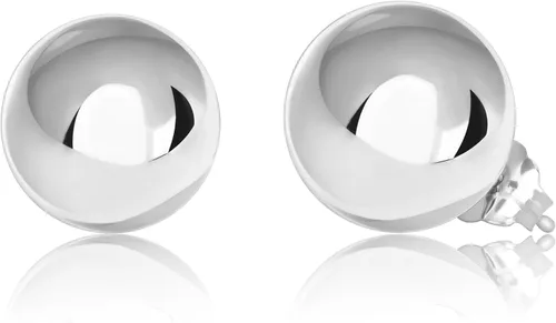Miniatura 9 de Honolulu Jewelry Company Aretes de bola redonda pulida de plata de ley prémium con respaldo de 0.197 in, 0.079 in - 0.394 in