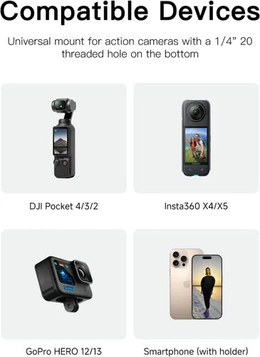 Miniatura 9 de Movmax Brazo de cuchilla para DJI Pocket 4/3, soporte de cámara con ventosa electrónica solar con tornillo de 1/4, DJI Osmo Pocket 3 accesorios