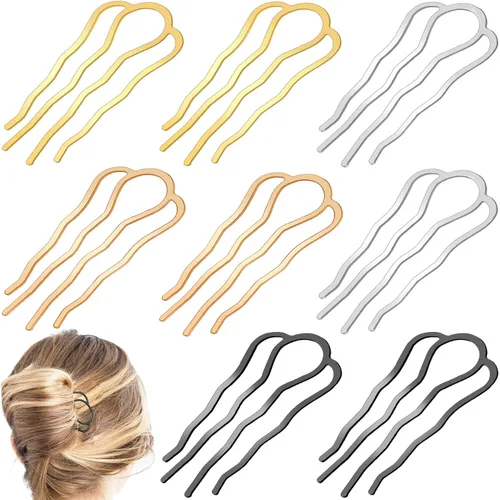 Miniatura 8 de 8 Piezas de Peines Laterales para el Cabello, Peines de Trenza Francesa de Metal, Pinza de Horquilla de Tenedor de Cabello con Dientes, Pinzas