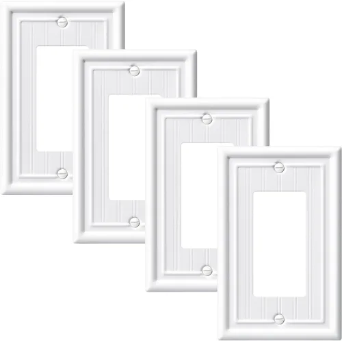 Miniatura 15 de DEWENWILS Paquete de 4 tapas blancas para enchufes y placas de interruptores, placas decorativas de pared de metal para interruptores de luz y tomas