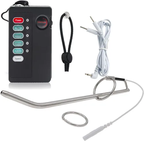Miniatura 5 de Masturbación masculina Metal choque eléctrico enchufe uretral anillo estirable del pene conjunto de choque eléctrico