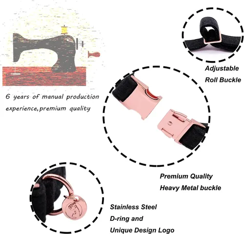 Miniatura 3 de DOGWONG Collar y correa de algodón para perro, collar para mascotas, suave, duradero, básico, para perros pequeños, medianos y grandes Negro