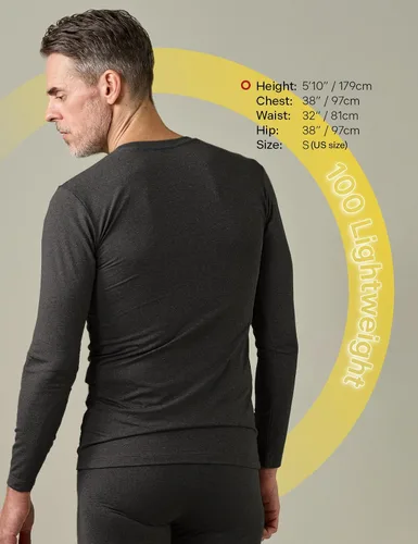 Miniatura 2 de LAPASA Ropa interior térmica para hombre, cuello redondo, manga larga, capa base, ligera, peso medio, pesado, invierno, M09M26M55