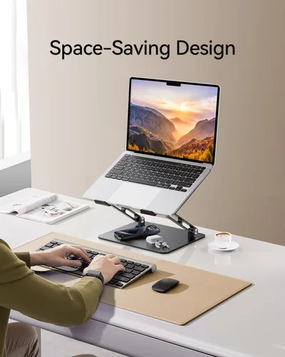Miniatura 3 de Orlian Soporte plegable de aluminio para laptop de 10 a 17.3 pulgadas, soporte ergonómico portátil de altura ajustable, escritorio de ahorro de Negro