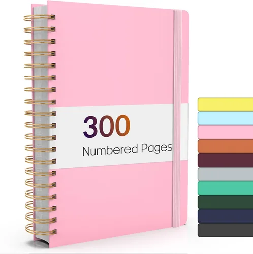 Miniatura 11 de Forvencer Cuaderno rayado en espiral con 300 páginas numeradas, diarios gruesos A5 para escribir con papel de 3.53 oz/m², cuadernos de tapa dura