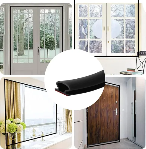 Miniatura 8 de ESUFEIR Burlete Climático para Puerta de 26 Pies, Tira de Sellado para Puerta, Goma Autoadhesiva Aislante Climático para Puertas para Ventanas