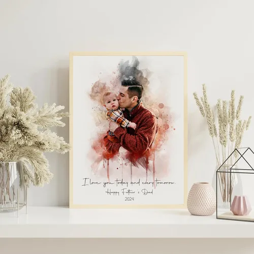 Miniatura 7 de Retrato personalizado de acuarela a partir de foto, regalo perfecto para boda, pintura de foto personalizada, regalo de acuarela para compromiso