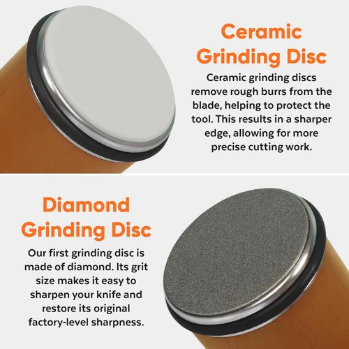 Miniatura 2 de Herramienta para afilar cuchillos: kit de afilador de cuchillos rodantes con discos de diamante y cerámica, guía de ángulo magnética de 15° y 20°