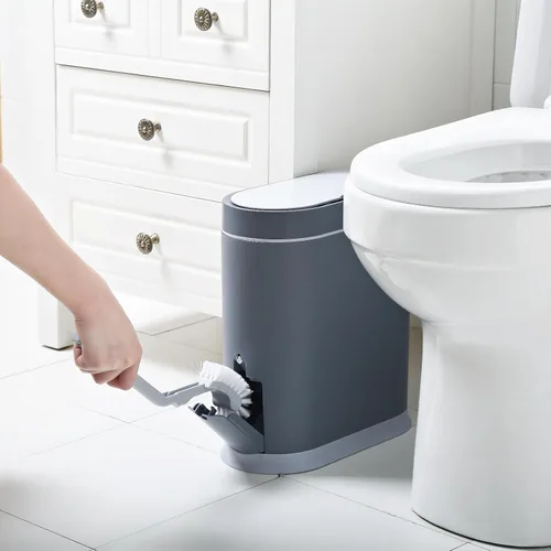 Miniatura 10 de ELPHECO Basurero de baño con tapa, contenedor de basura impermeable con sensor de 2.5 galones, cubo de basura con sensor de movimiento de 10 litros