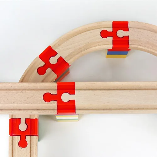 Miniatura 8 de Accesorios de madera para rieles de tren, 16 piezas de conectores de madera para riel, compatibles con todas las marcas principales, regalo