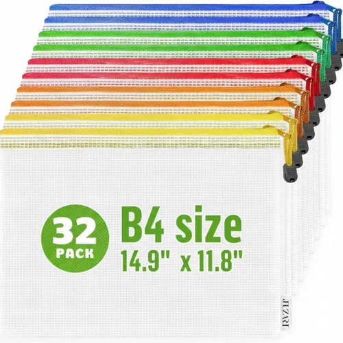 Miniatura 10 de Paquete de 5 bolsas transparentes para proyectos con cremallera B4 (12 x 15 pulgadas), bolsa de almacenamiento para manualidades, punto de cruz