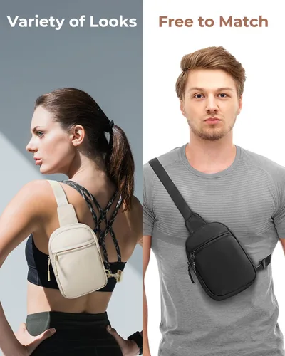 Miniatura 6 de CHOLISS Bolso bandolera pequeño para mujeres y hombres, bolsos cruzados, cangureras de moda, bolsa de pecho con correa extendida