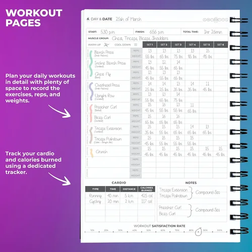 Miniatura 4 de Clever Fox Diario de Fitness Cuaderno de Registro de Entrenamiento - Planificador Diario de Fitness Diario de Entrenamiento para Mujeres y Hombres.
