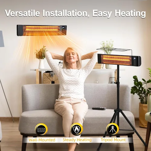 Miniatura 4 de Calentador eléctrico infrarrojo para patio de 1500 W, calentadores portátiles para patio RealSmart calentador de espacio exterior/interior, 3 modos