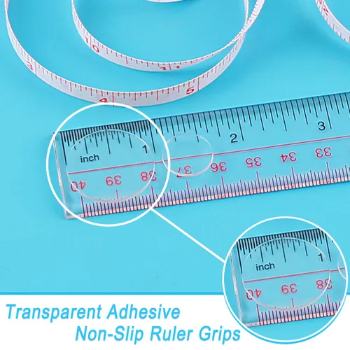 Miniatura 2 de Empuñaduras de regla suaves transparentes, 34 piezas (10 grandes y 24 pequeñas), fuertes agarres antideslizantes para reglas de costura, plantillas
