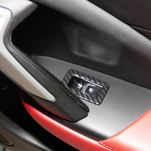 Miniatura 6 de Interruptor de elevación de ventana de puerta de fibra de carbono cubierta moldura accesorios para 2014 2015 2016 2017 2018 Chevrolet Corvette C7