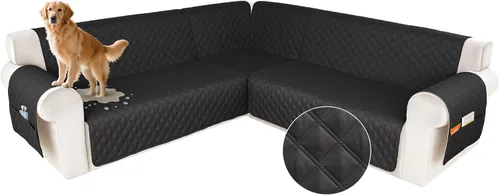 Miniatura 12 de HDCAXKJ Funda impermeable para sofá modular en forma de L, fundas seccionales de esquina lavables, a prueba de mascotas, protector de muebles