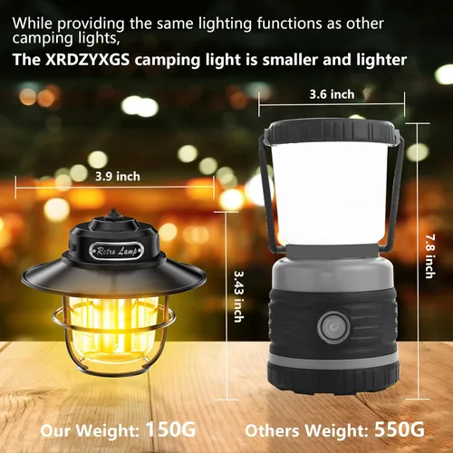 Miniatura 3 de Linterna de Campamento, Luz Portátil de Campamento, Linternas Recargables 4 Modos de Luz (1300-6500K), Brillo Ajustable, Linterna LED Impermeable