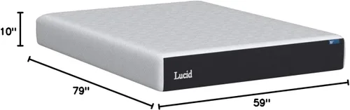Miniatura 2 de Lucid - Colchón de espuma viscoelástica de 10 pulgadas - Sensación media - Infundido con refrescante carbón de bambú y gel refrescante - Cama en una