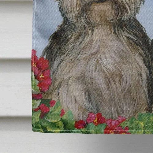 Miniatura 421 de Caroline's Treasures PPP3090GF - Bandera decorativa para jardín de bulldog inglés y otoño, para exteriores, patio, flores, tamaño de jardín