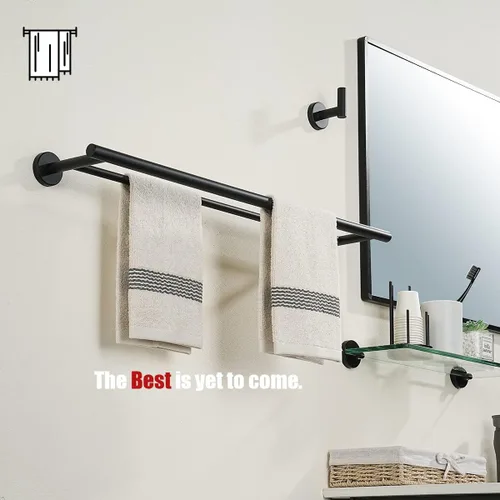 Miniatura 5 de JQK - Toallero doble de 27 pulgadas, negro mate, longitud útil de 24 pulgadas, toallero de baño de acero inoxidable 304 de 0.8 mm de espesor