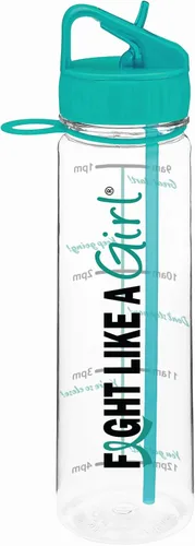 Miniatura 5 de Fight Like a Girl Hybrid SlimKim - Botella de agua motivacional de 30 onzas con marcador de tiempo y popote para concientización sobre el cáncer