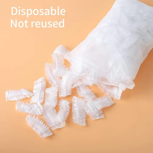 Miniatura 6 de Paquete de 200 protectores de oído transparentes, desechables, impermeables, para teñir el cabello, protectores de oídos de plástico impermeables
