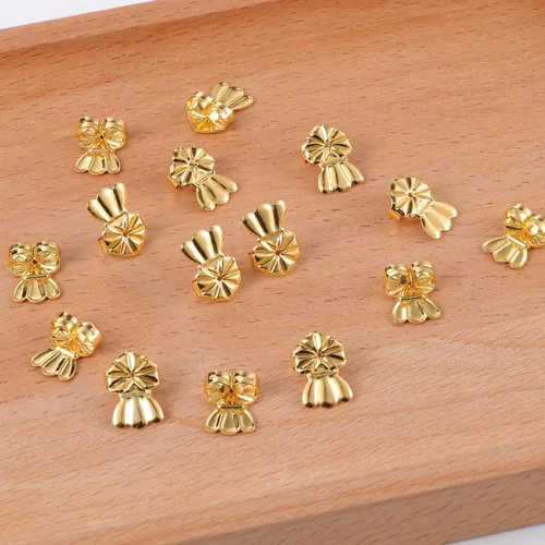 Miniatura 6 de Espalda de aretes para orejas caídas, 8 pares hipoalergénicos para levantadores de aretes para tachuelas, dorso ajustable de oro de 18 quilates