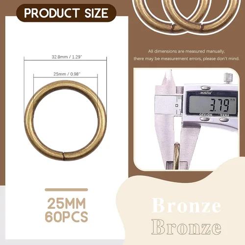Miniatura 2 de Kit de 60 anillos de metal para cinturones, pasadores o anillos para macramé, cinturón de campamento, correas de perro, accesorios de sable de luz