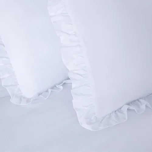 Miniatura 3 de Chezmoi Collection Sinclair - Juego de colcha de 3 piezas con falda con volantes, estilo campestre francés chic, tamaño King, color blanco