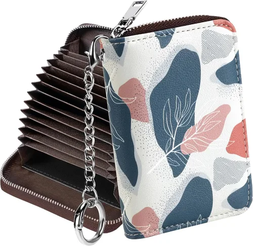 Miniatura 9 de Mayski - Cartera para tarjetas de crédito con cremallera para mujeres, tarjetero pequeño de acordeón, llavero, tarjetero para tarjetas de Manzana