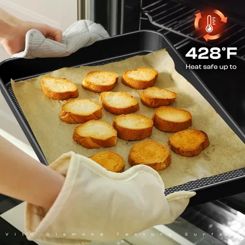 Miniatura 8 de Juego de Moldes Antiadherentes para Hornear, Juego de 8 Piezas Apilables para Repostería, Juego de Moldes para Horno No Tóxicos, Incluye Bandeja