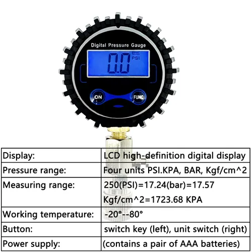 Miniatura 2 de ZKTOOL Comprobador de Compresión Digital LCD Automotriz, Medidor de Compresión Digital 250 PSI, Kit de Adaptador de Comprobador de Compresión