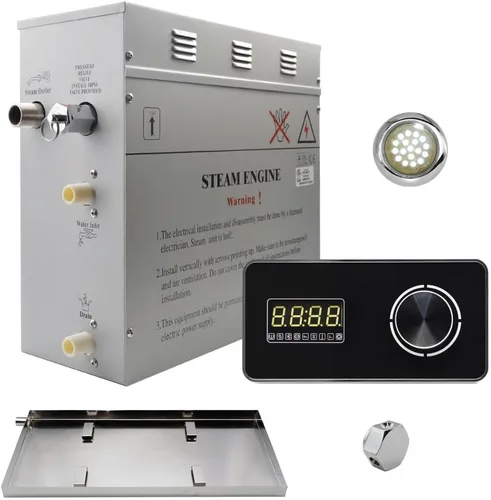 Superior Encore - Kit generador de ducha de vapor de 6 kW con teclado horizontal negro, bandeja de goteo y luz blanca, generador de baño de vapor