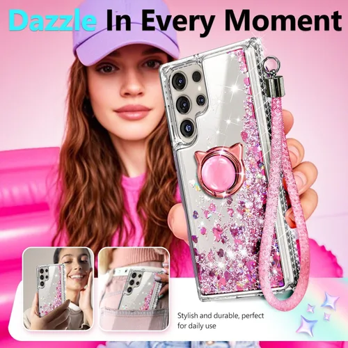 Miniatura 242 de NGB - Funda de teléfono diseñada para Samsung Galaxy S9+ Plus, morado/azul, con purpurina líquida para mujeres y niñas, con protector de pantalla