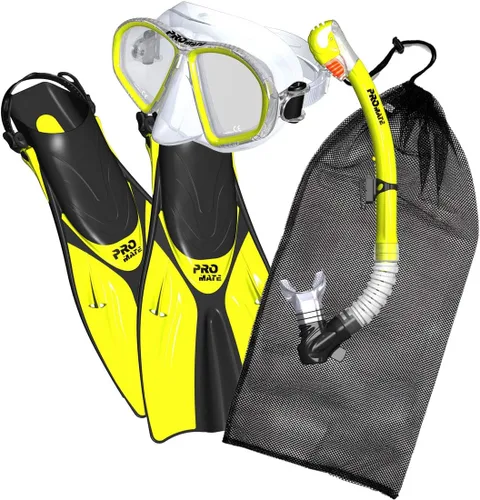 Miniatura 9 de Promate Juego de esnórquel, máscara de aletas de esnórquel y bolsa de equipo de snorkel seco para adultos y jóvenes, juego de esnórquel