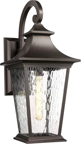 Miniatura 15 de Emliviar Lámpara de Pared de 12.2 Pulgadas con Vidrio de Ondas de Agua, 1 Luz de Patio Exterior para Casa, Aluminio Fundido a Presión en Acabado